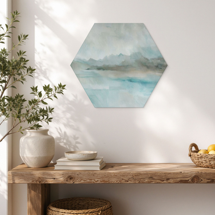 Hexagone Tableau Velvet Horizon - Lac Abstrait - Sir Edward x Grigory Gladarev - Alu-Dibond