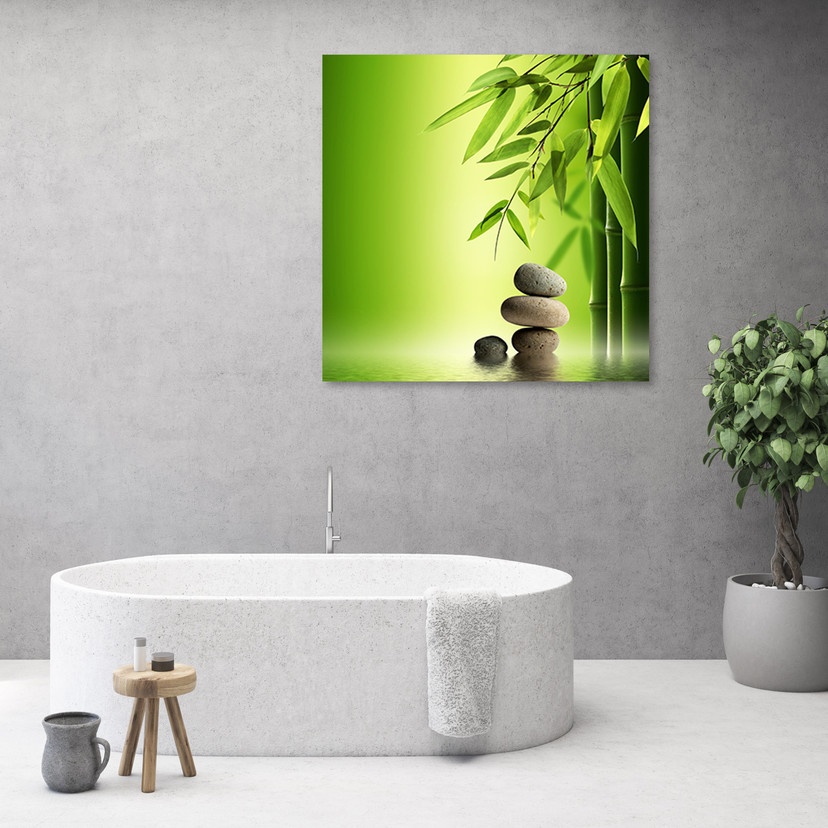 Canvasbillede, Zen bambus sten planter