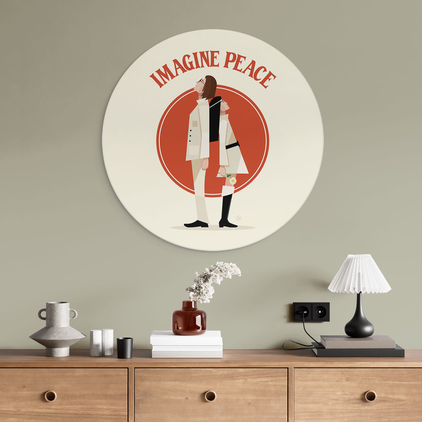 Tableaux Imagine Peace - Deux pour la paix et l'espoir - Retrodrome - Alu-Dibond Rond