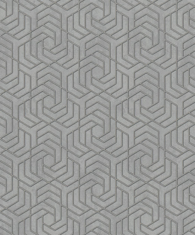 Non-woven tapet med 3D-look i grå grafik