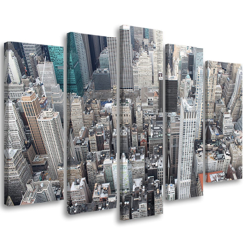 5 stykke lærredstryk, New York City skyskrabere