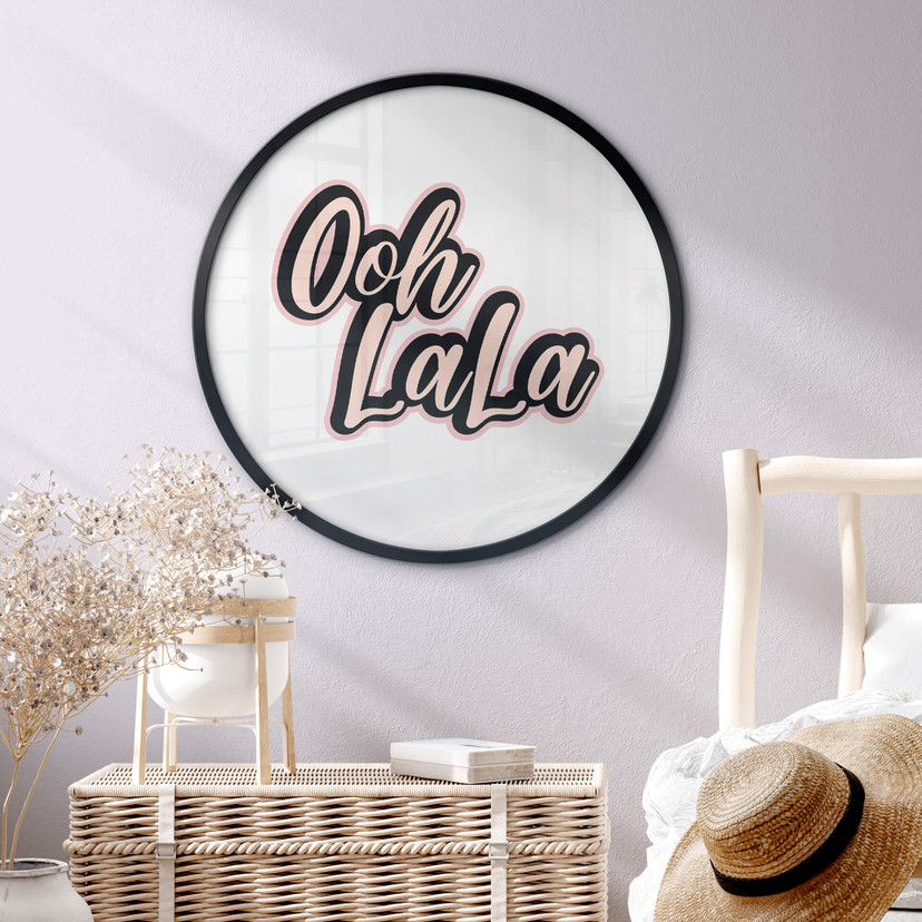 Plakat z powiedzeniem Oh La La - okrągły