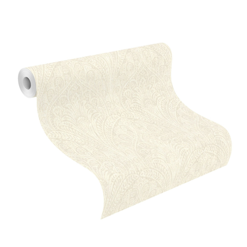 Rasch non-woven tapet, mønster tapet Indian Style creme hvid