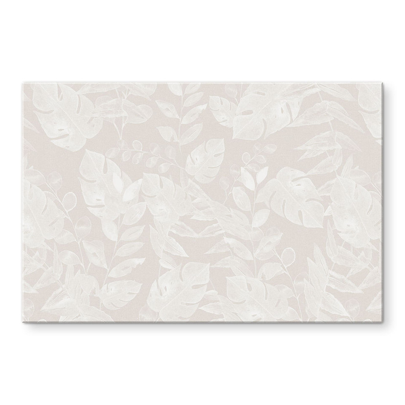 Billede af tropiske blade i beige - Bloomery Decor – print på aluminium (Alu-Dibond)