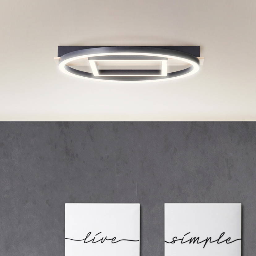 Deckenleuchte Leopold, braun, 5,5 x 39 cm, Holz Moderne LED-Deckenleuchte, dimmbar