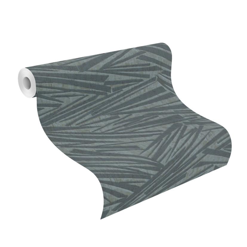 Stribet tapet, non-woven tapet Sky Lounge metallic grøn 10.00x1.06 m