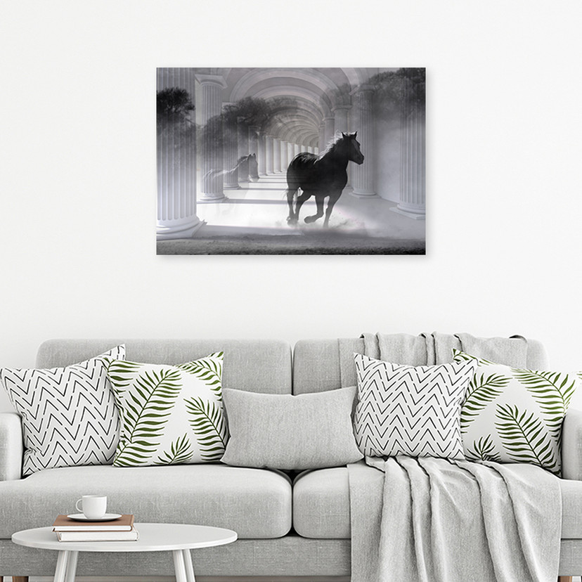 Canvasbillede, Hest i galop 3D-tunnel