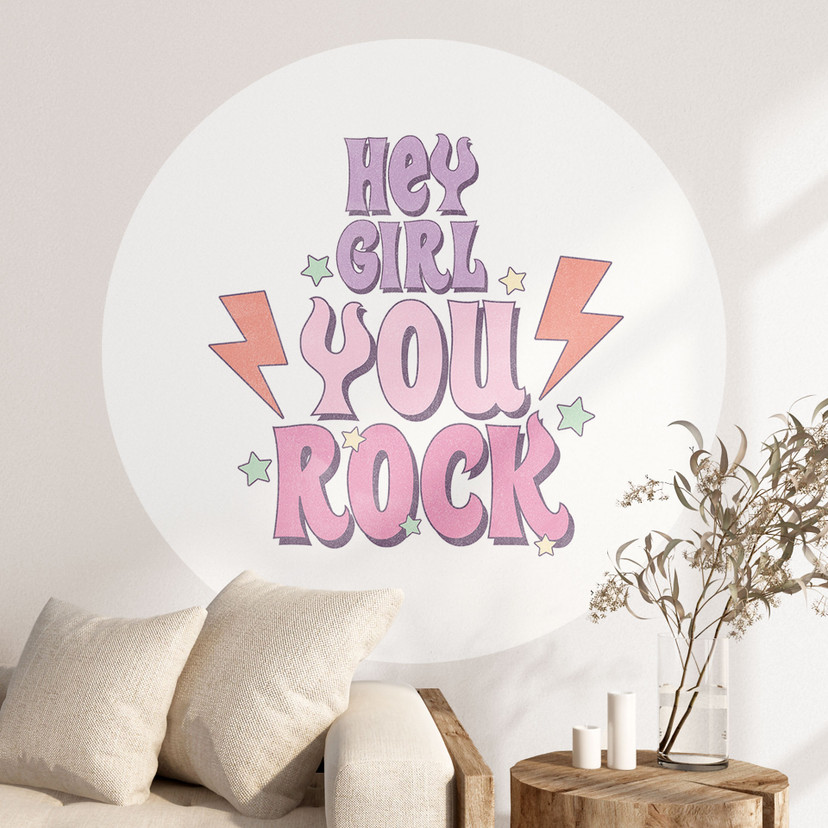 Naklejka na ścianę Hey girl you rock - okrągła