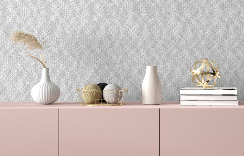 grafisk tapet, non-woven tapet Flora grå