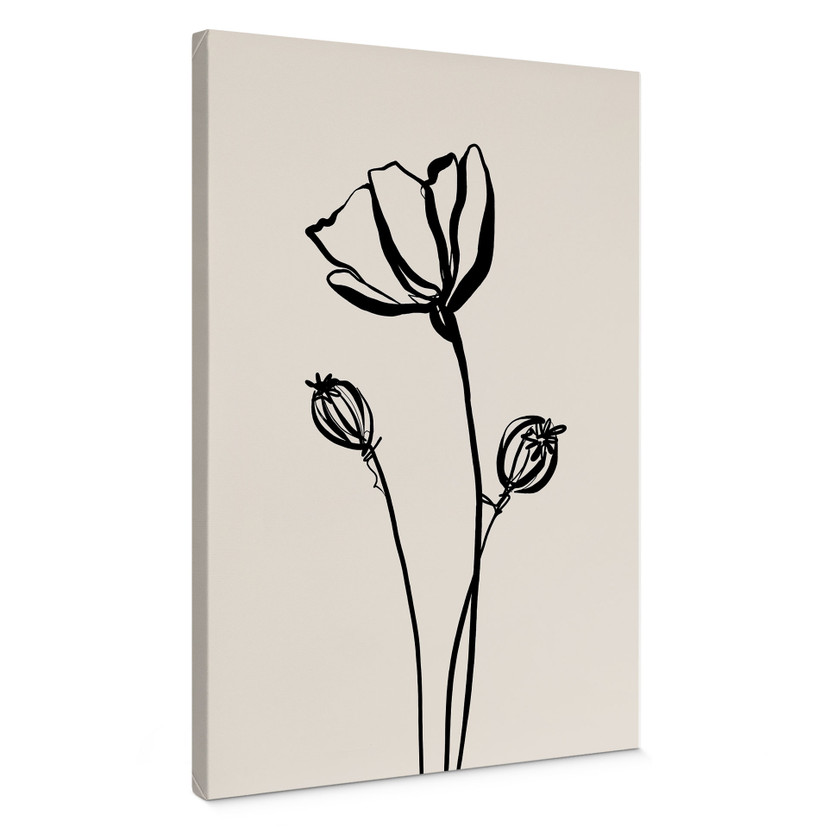 Canvas schilderij Line Art Poppy - Cats & Dotz