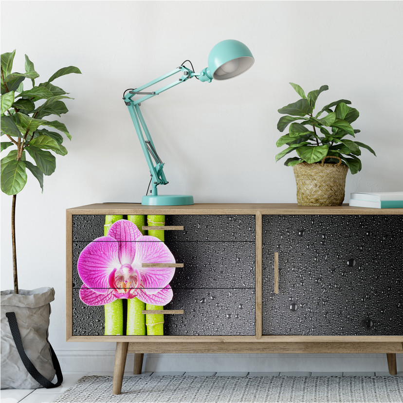 Zelfklevende Poster Orchid and Bamboo