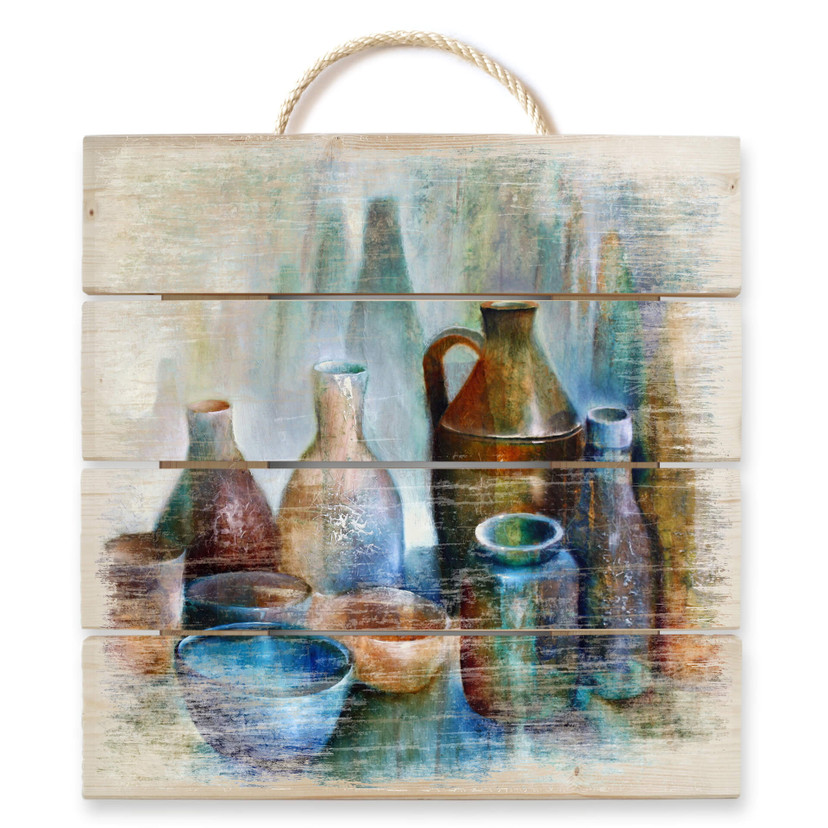 Obraz drewniany Schmucker - Martwa natura z niebieską misą - 40x41,5 cm