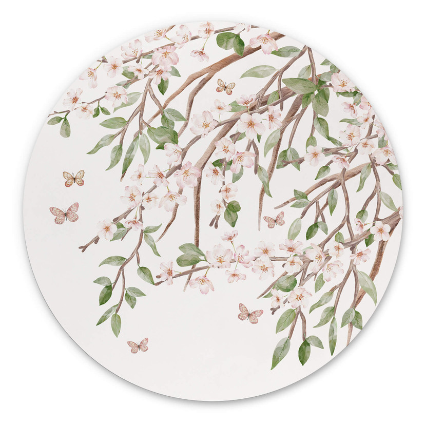 Tableau sur alu-Dibond rond Sir Edward - Blossom Magic au printemps