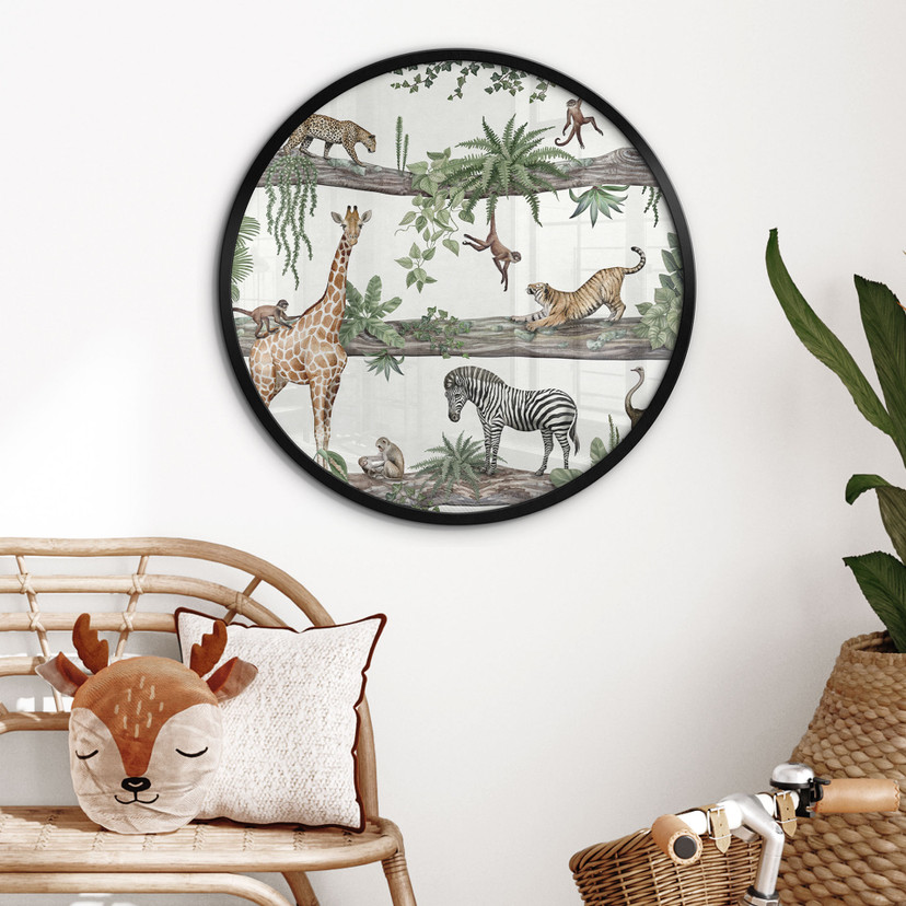 Plakat afrykańskie zwierzęta w dżungli - Kikki Belle - Round