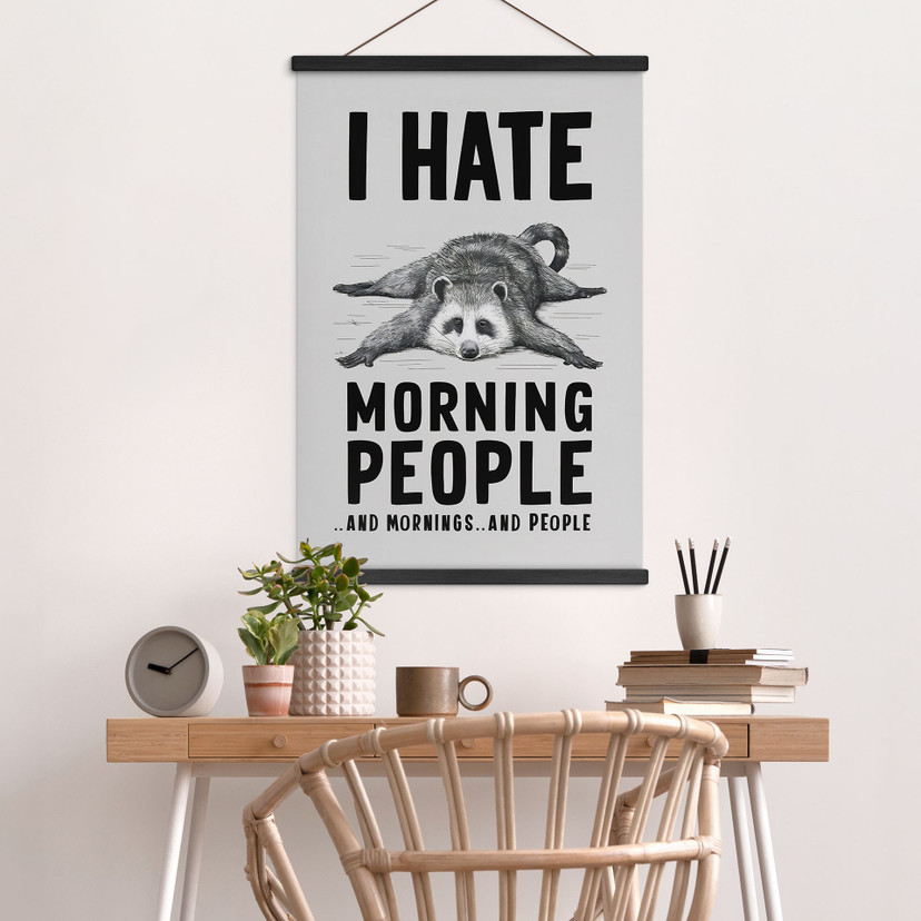 Stoffbild I hate morning people - Waschbär - Magnusson