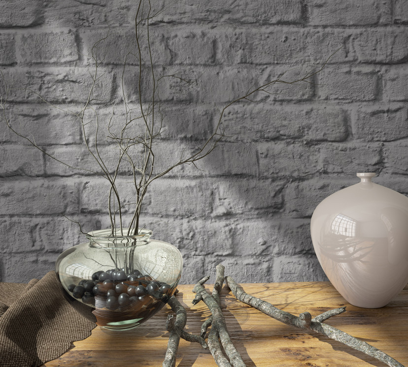 Non-woven tapet i 3D steneffekt brun steneffekt