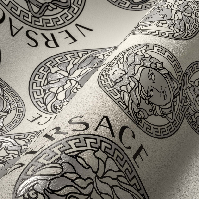 Versace Home Designe luksusowa tapeta czarna biała głowa meduzy tapeta wzór tapeta