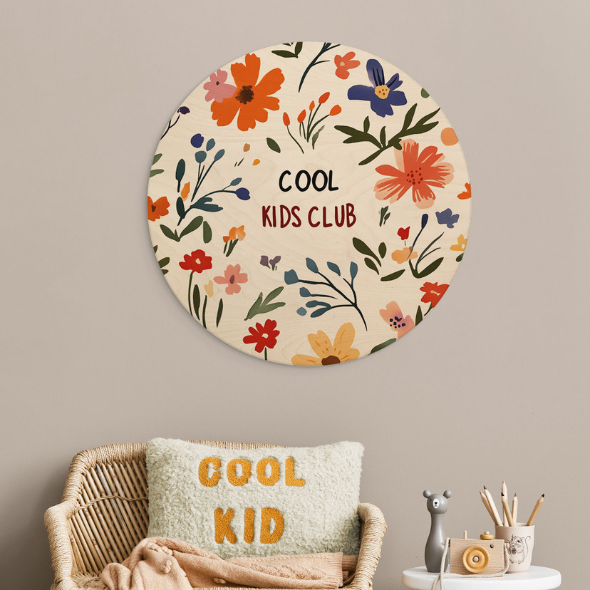 Obraz drewniany Cool Kids Club Kolorowe kwiaty - Treechild - okrągły