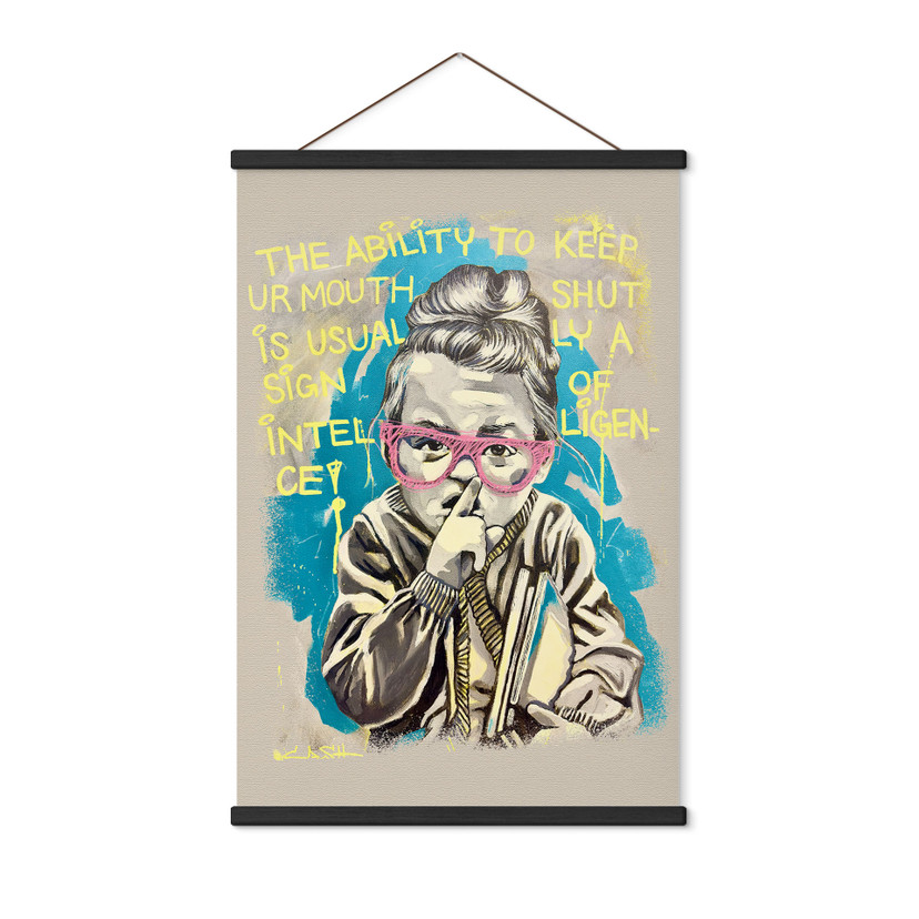 Affiche textile Le Silence Montre l'Intelligence Pop Art - Habib