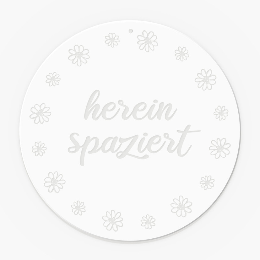Acrylglasbild, Fensterbild zum Aufhängen Herein spaziert - Rund