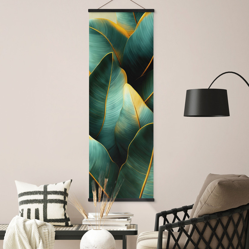 Textielposter Exotische bananenbladeren - Jaszke - Panorama