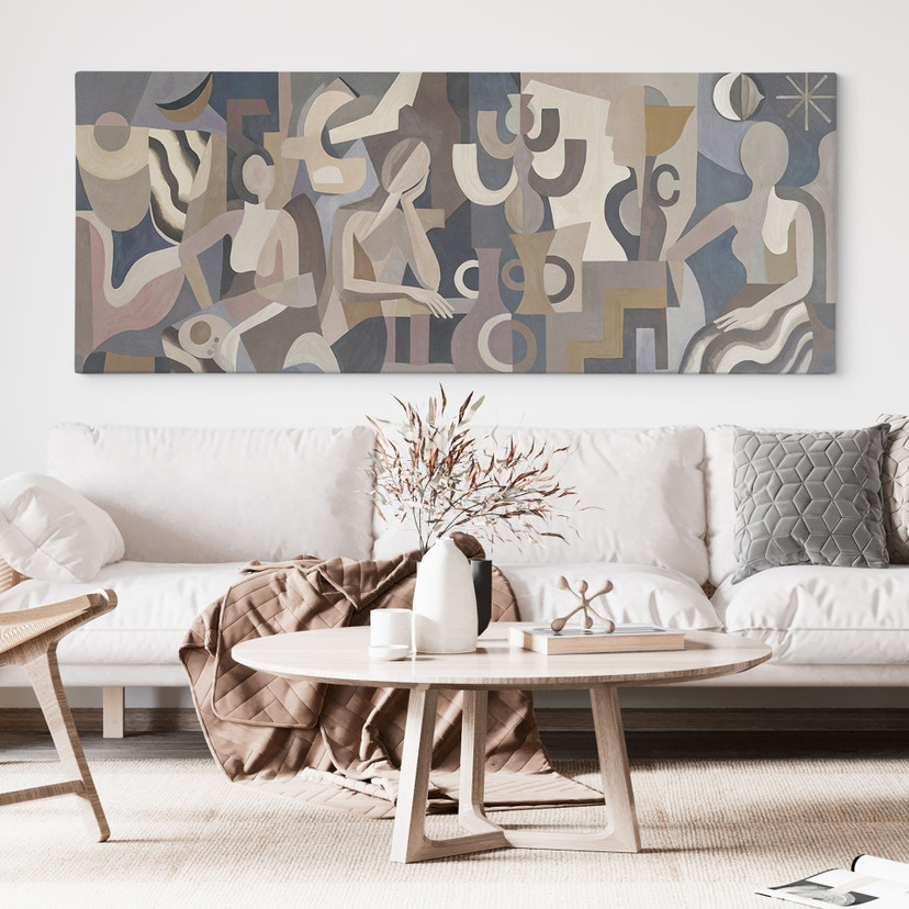 Tableau sur Toile Lunar Silence - Figures Cubistes - Sir Edward x Grigory Gladarev - Panorama