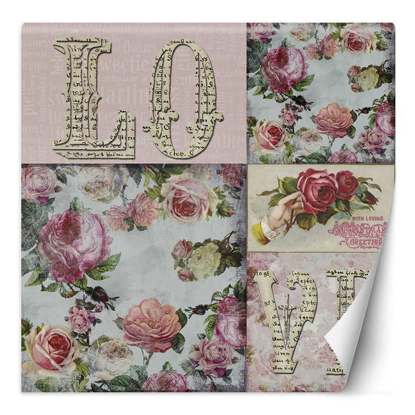 Fototapete, Shabby Chic Abstrakte Collage Liebe - Andrea Haase