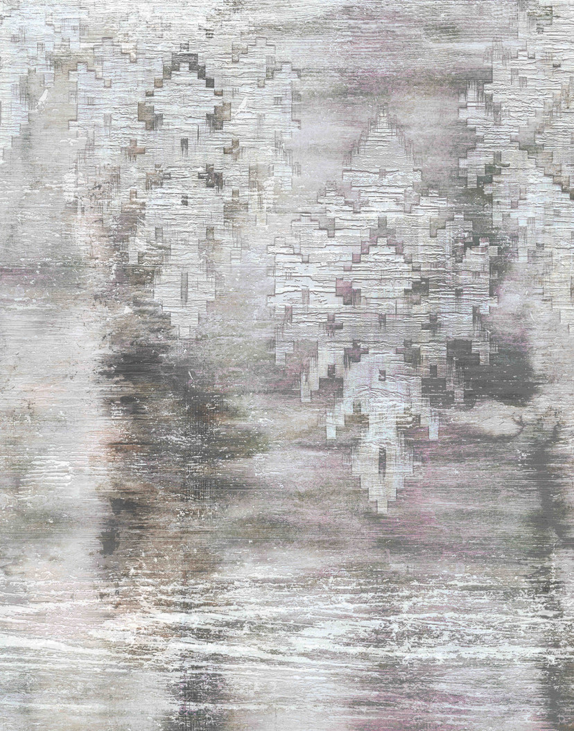 Papier peint photo motif Structure abstraite avec ornement Formes en gris clair 2,7 x 2,12 m