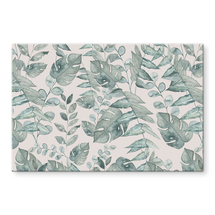 Billede jungleblade akvarel creme - Bloomery Decor – print på aluminium (Alu-Dibond)