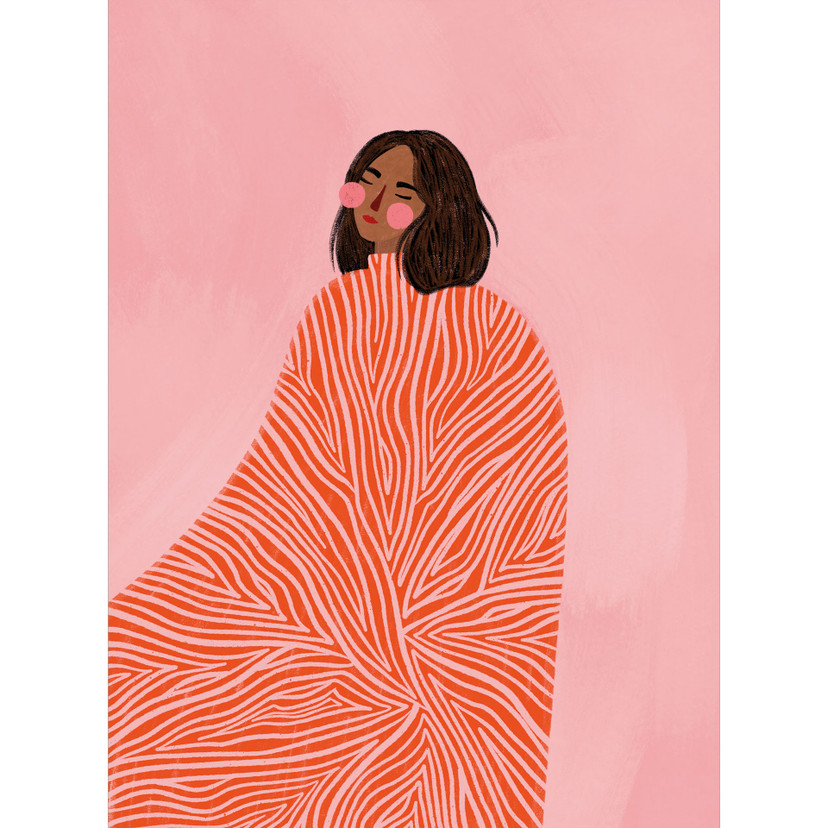 Fotobehang vrouw met oranje deken - Müller
