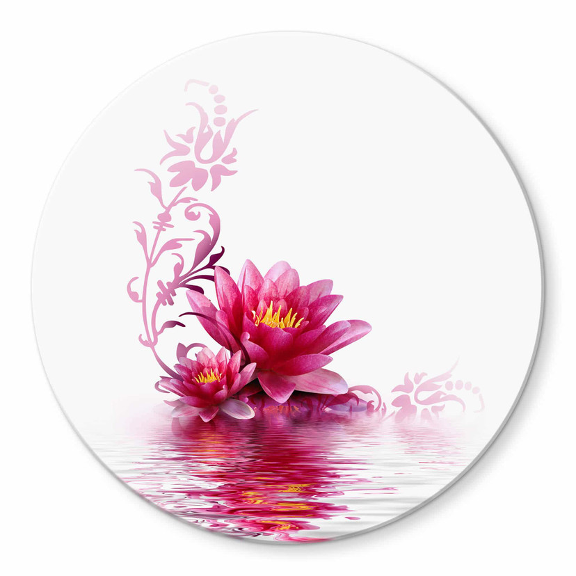 Tableau en verre - Magie de fleurs - rond