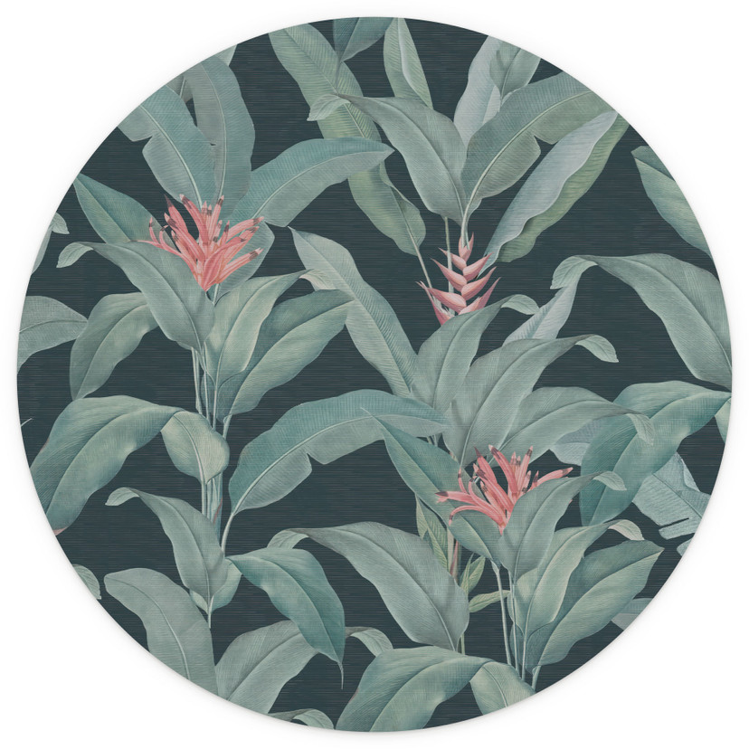 Papier peint photo Urban Jungle feuilles tropicales vert - Bloomery Decor - rond - adhésif/non tissé