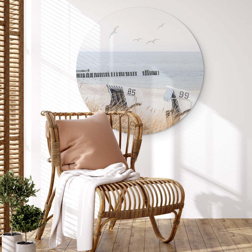 Tableau sur alu-Dibond rond La magie de la côte le long de dunes sauvages