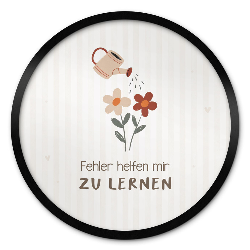 Rundes Kinder-Poster mit Gießkanne - 'Fehler helfen mir zu lernen'