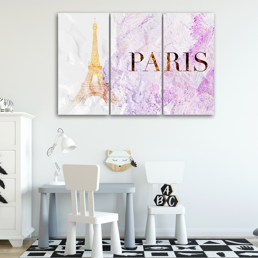 3-delt lærredstryk, Paris Eiffeltårnet Glamour