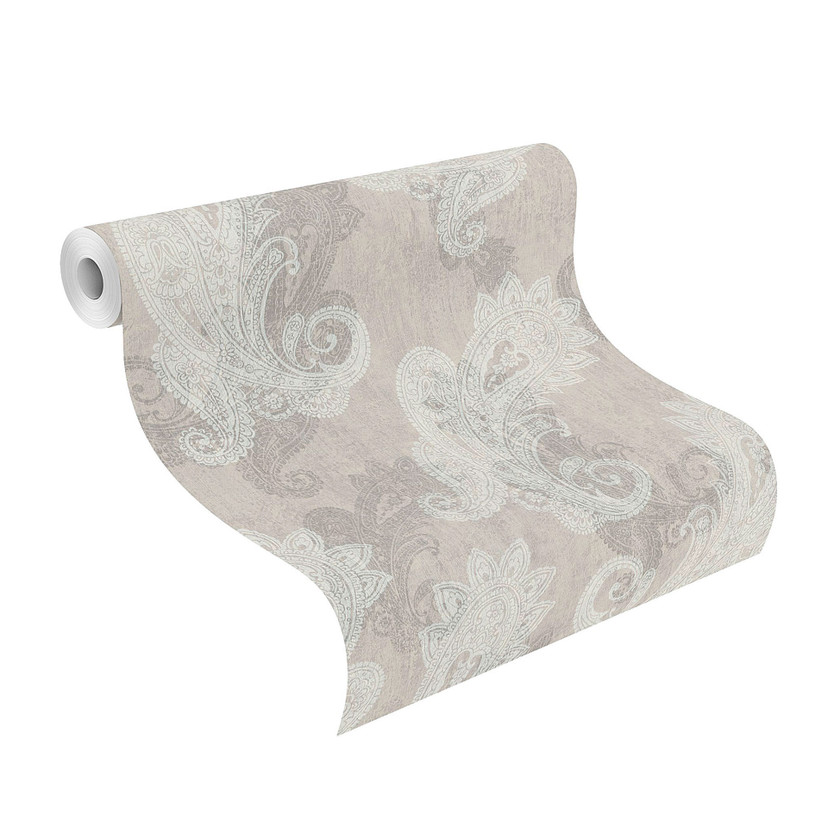 Rasch non-woven tapet, vægbeklædning indisk stil taupe