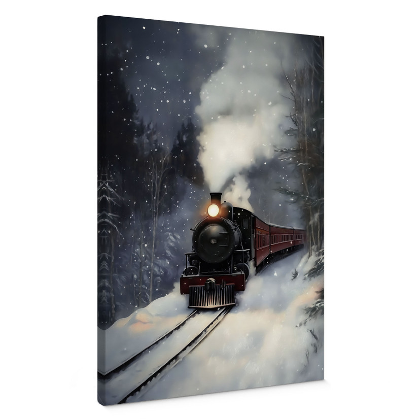 Obraz na płótnie Zimowy romans - Lokomotywa parowa w zaśnieżonym lesie - Melloi Art Prints