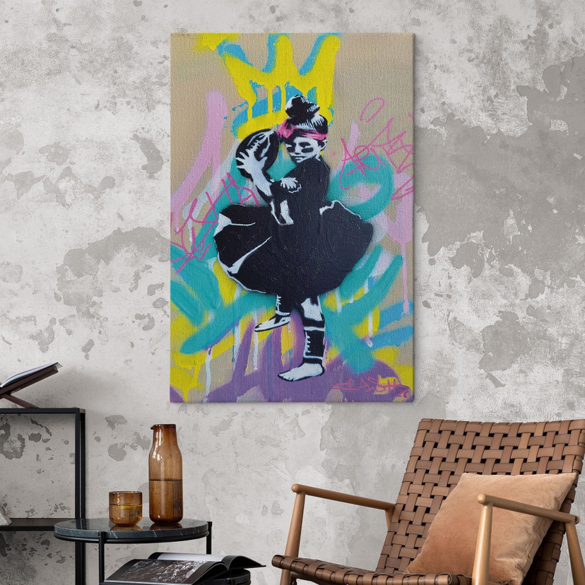 Leinwandbild Ballerina mit Football Graffiti - Habib