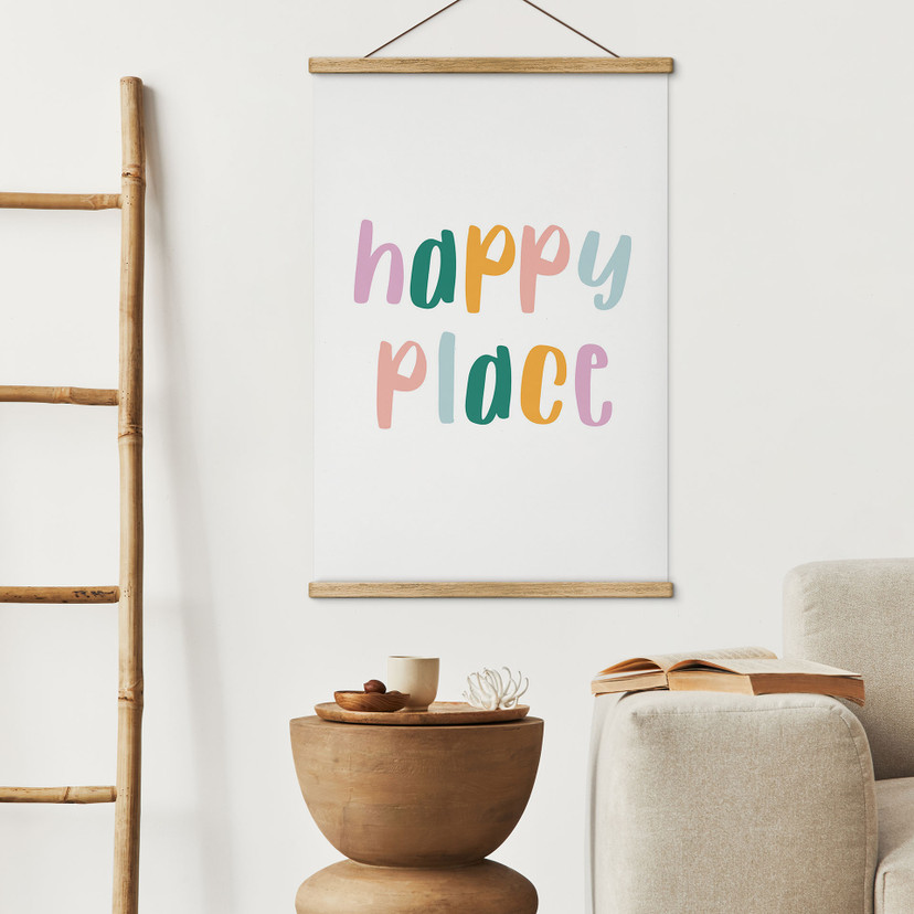 Stoffbild Spruch - Happy place