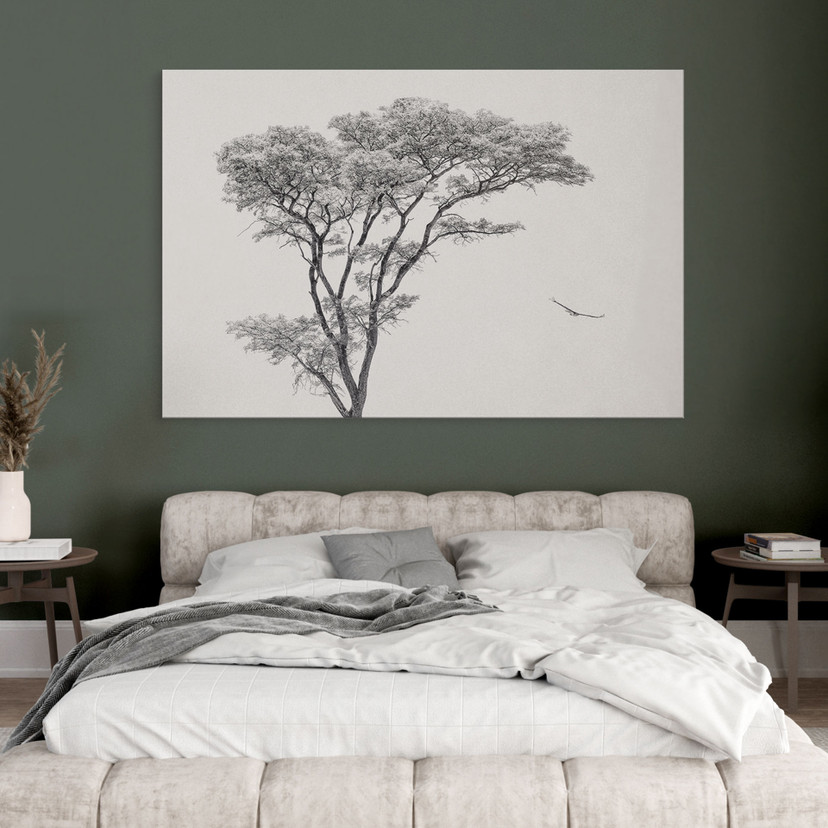 Wandbild Minimalistischer Baum in ruhiger Landschaft - Flour - Alu-Dibond