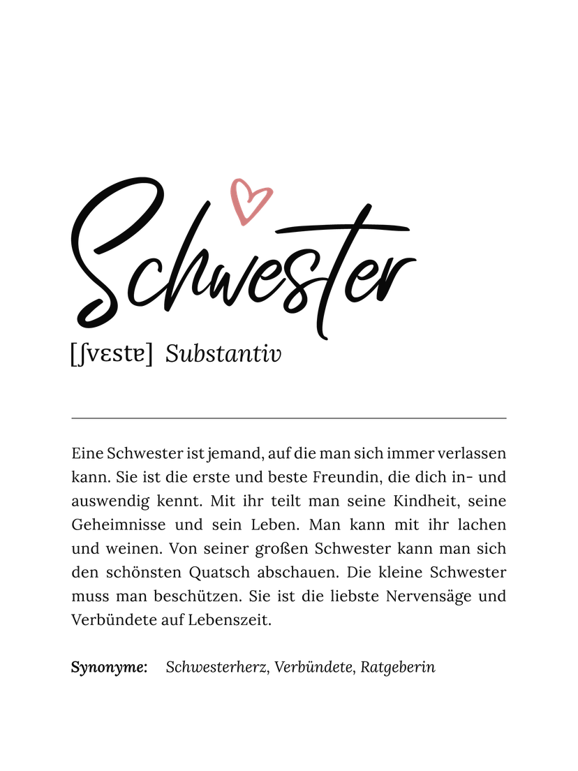 Personalisiertes Poster Definition - Schwester