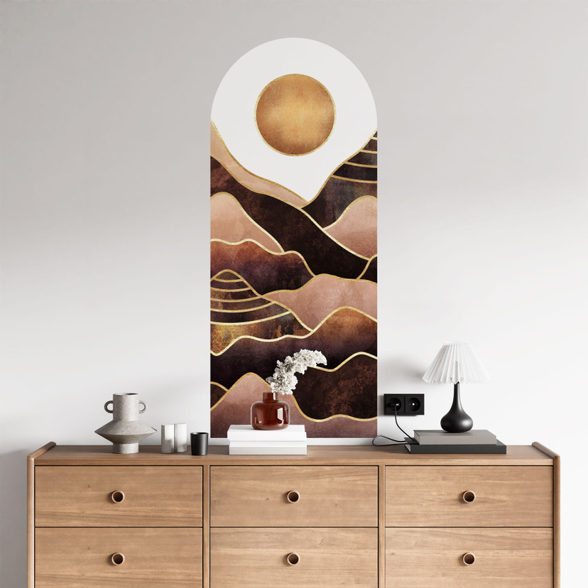 Wallsticker rundbue vægpanel solnedgang - Fredriksson - smal