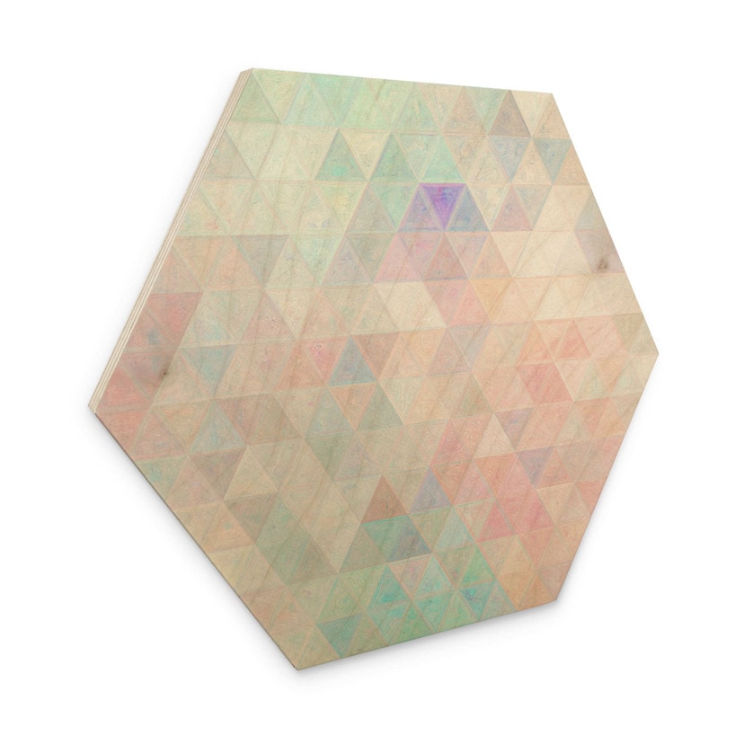 Hexagon Hout Kleurrijke mozaïek driehoeken - Jaszke