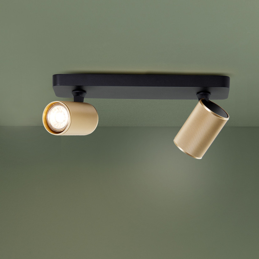 Spotbalken Leonardo, gold, 12,1 x 31 cm, Metall Spotleuchte