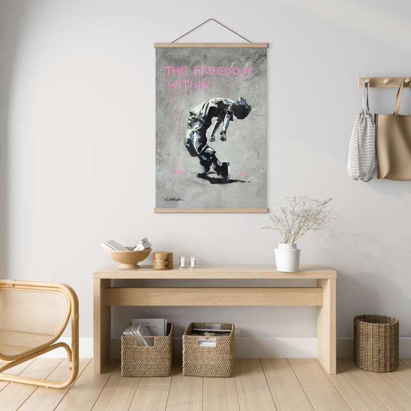 Textielposter Danser Streetart Freedom Within - Habib