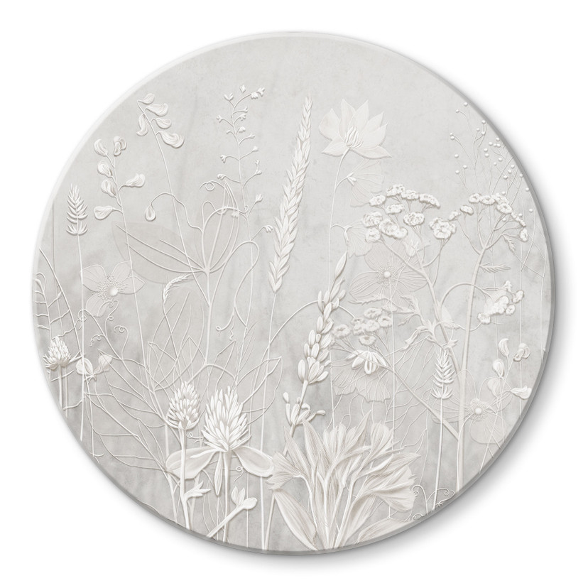 Glasschilderijen in wit in modern design - Ms Tiff - Rond