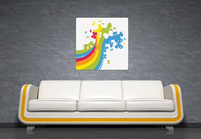 Tableau en verre - Arc-en-Ciel de Papillons