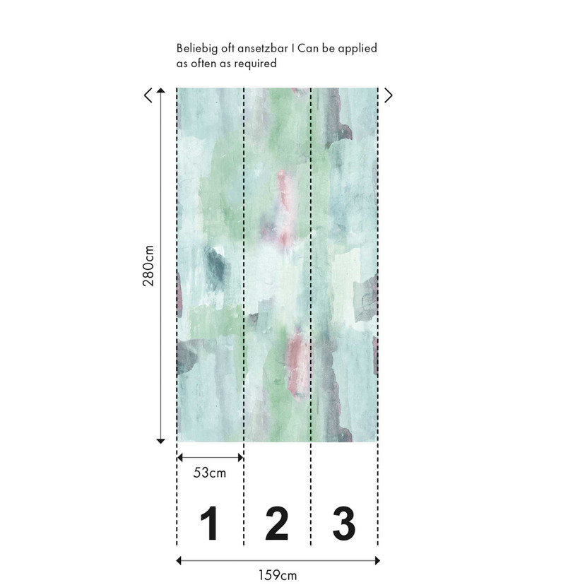 Papier peint aquarelle vert rose - papier peint design artistique - papier peint intissé moderne