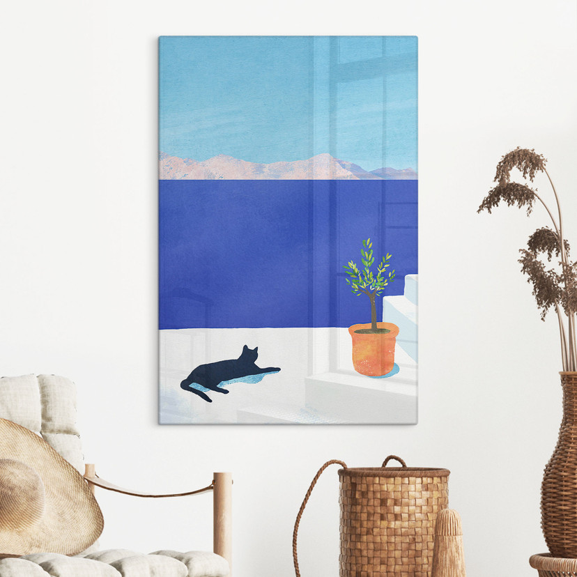 Glasschilderijen Siësta met kat aan zee - Rivers
