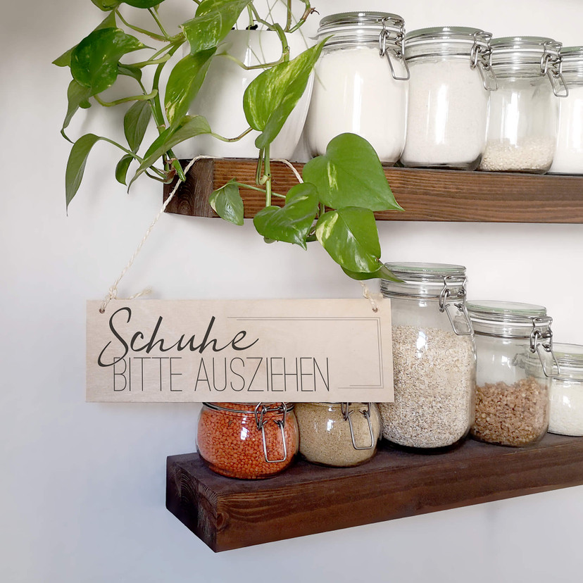 Holzschild Schuhe bitte ausziehen